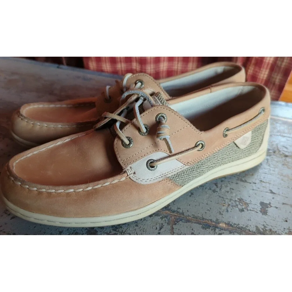 Ladies Sperry Top Tan Brown Leather‎ Size 10 Boat Driving Shoes
